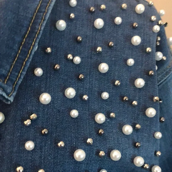 Lane Bryant Blue Studded Denim Jacket - Picture 4 of 7